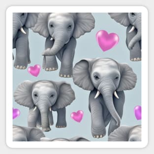 Cute Baby Elephants & Hearts Blanket, etc Sticker